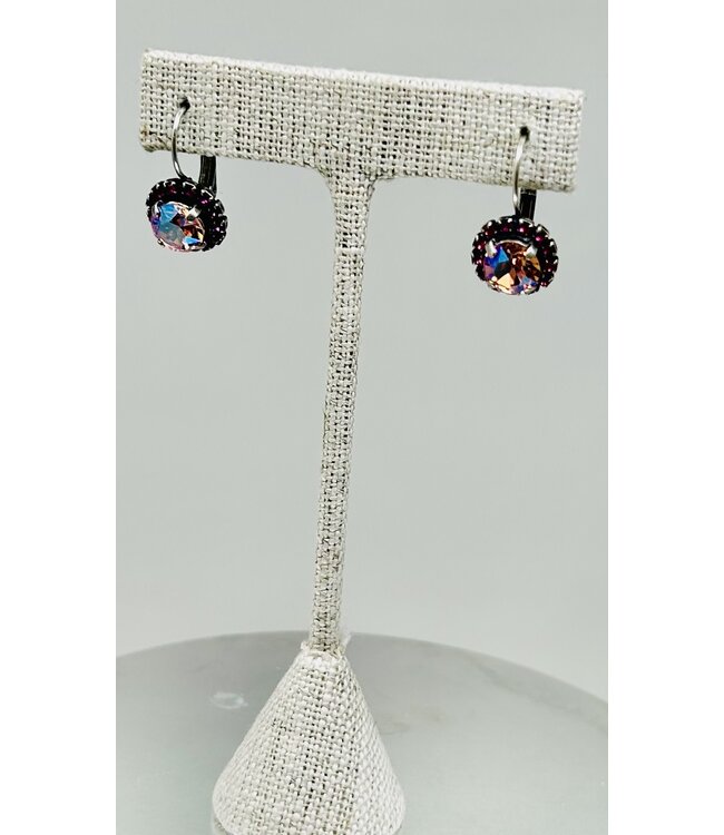 JERE BIJOUX Silver Earrings Fuchsia  Stone Pave