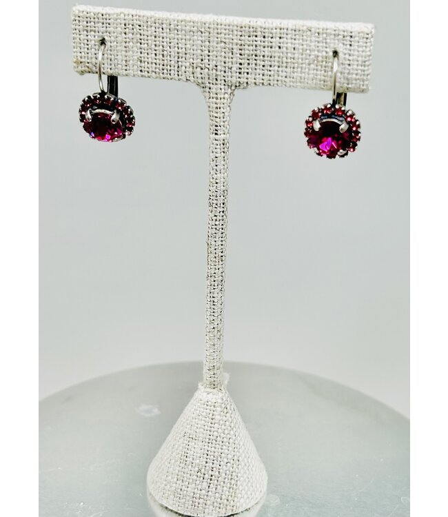 JERE BIJOUX Silver Earrings Fuchsia  Stone Pave