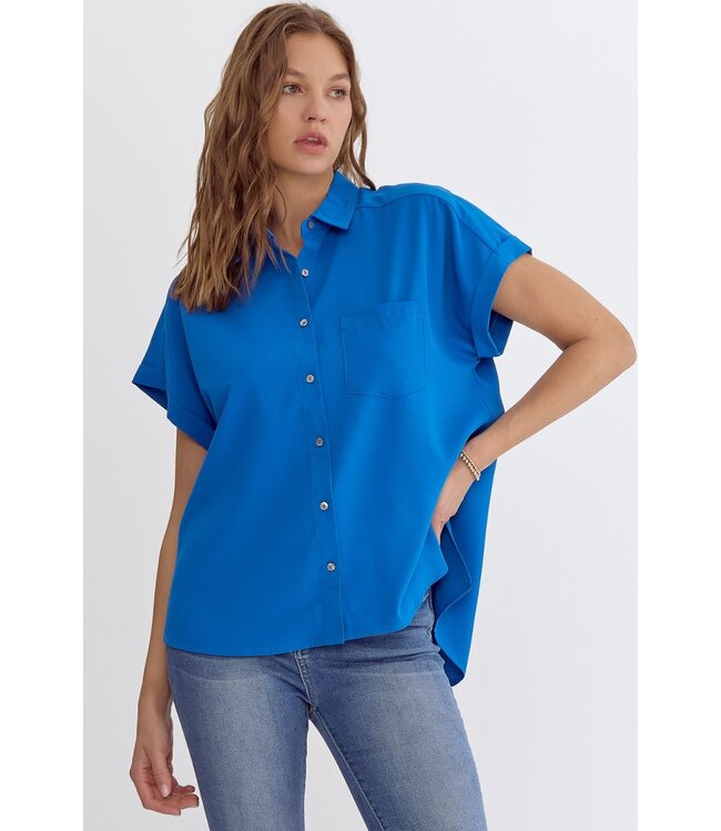 Diana Solid Button Down Collared Top