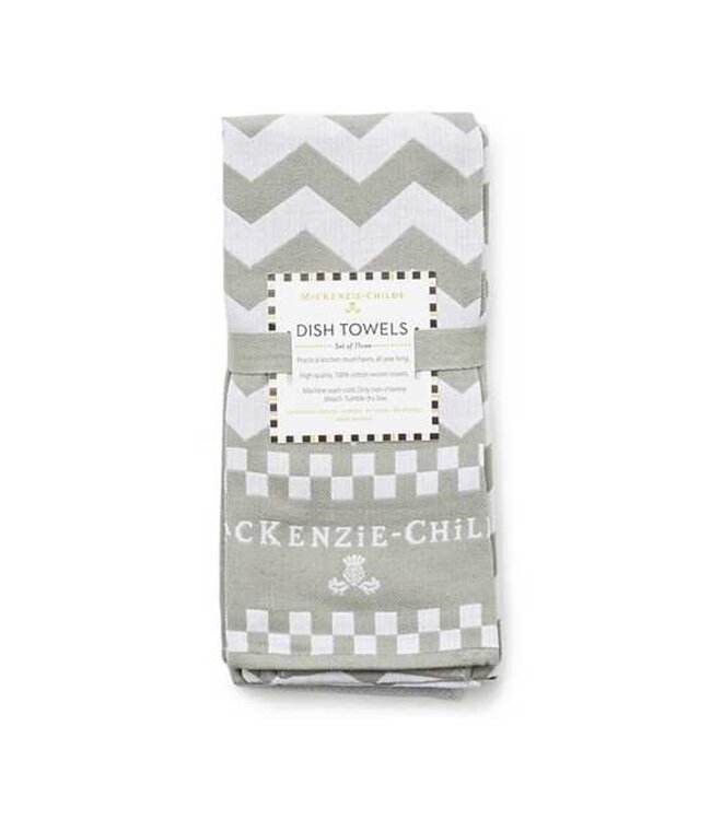 MACKENZIE CHILDS Zig Zag Dish Towels Sterling