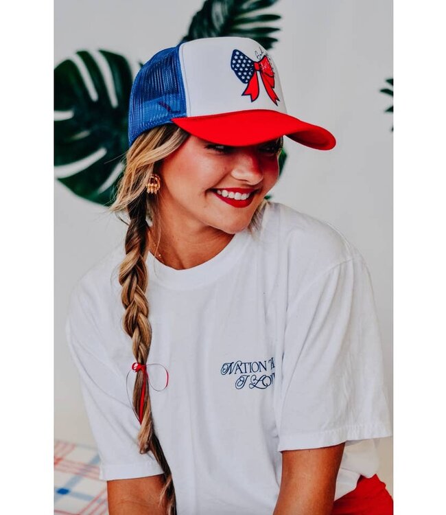 God Bless America Bow Trucker Hat