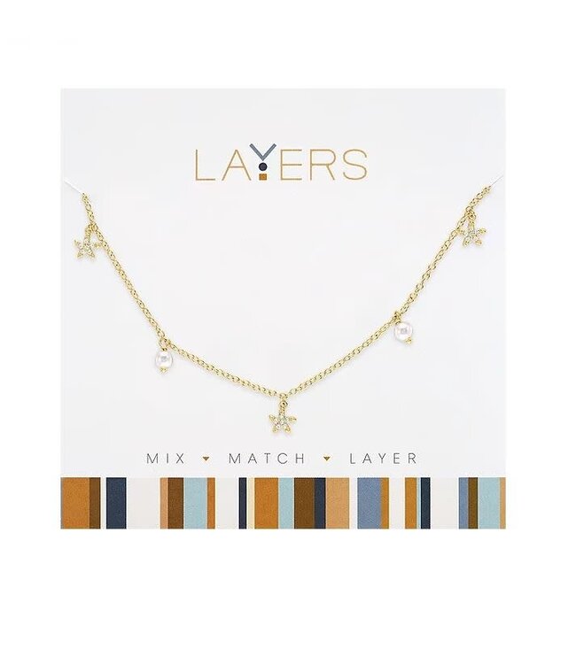 Gold Mini Starfish Layers Necklace