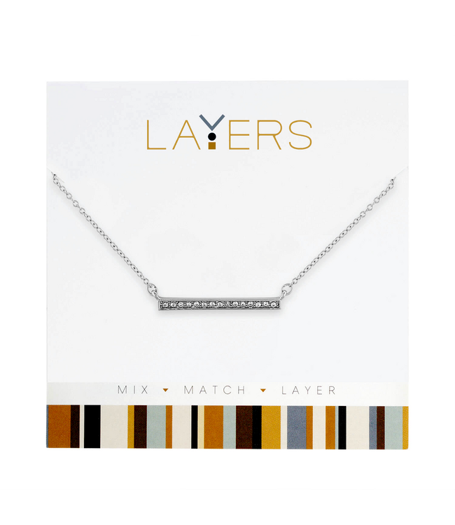 Silver CZ Bar Layers Necklace