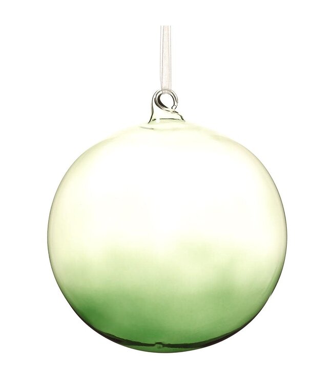 6” Glass Ball Ornament Clear Green