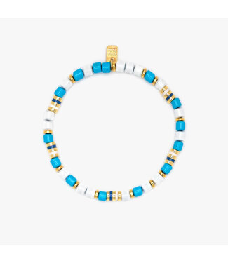PURAVIDA World Water Day Mixed Bead Stretch Bracelet Gold