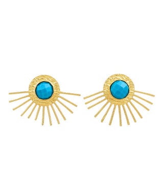 Turquoise Half Sun Stud Earrings
