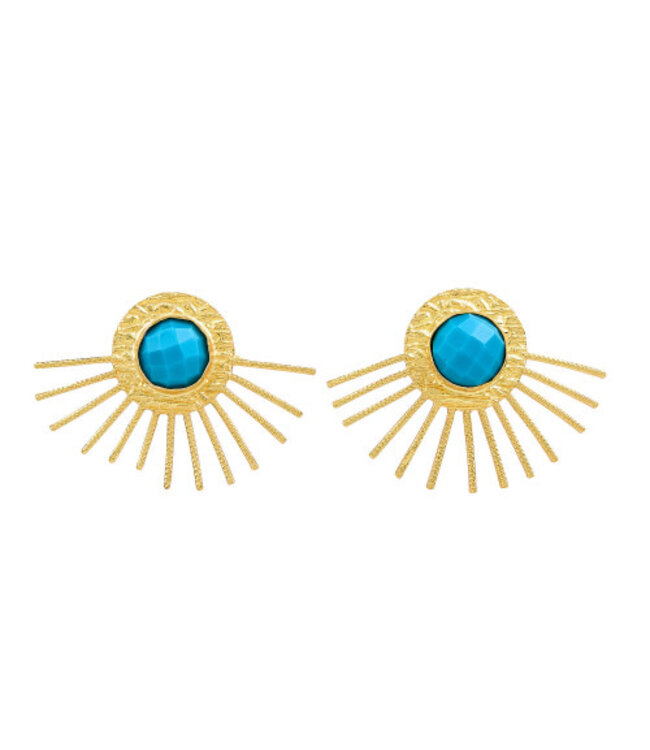 Turquoise Half Sun Stud Earrings