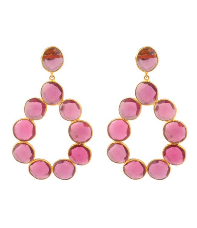 Dark Pink Quartz Oprah O-List Earrings