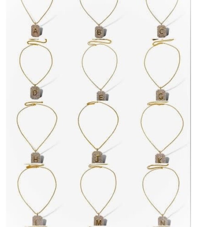 THEIA JEWELRY Initial Pave Tag Necklace