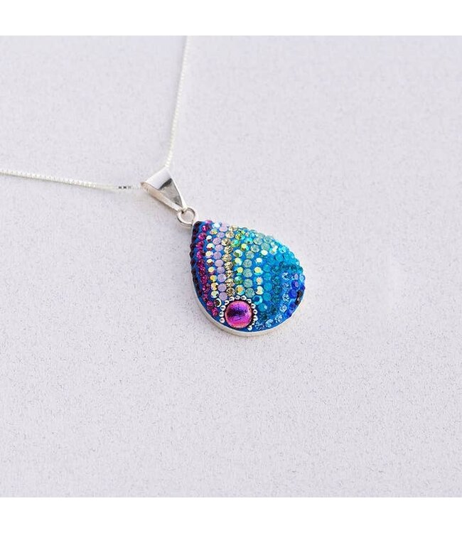 MOSAICO JEWELRY Large Oval Pendant Necklace Purple / Blue