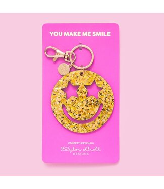 Smiley Stars Gold Confetti Keychain