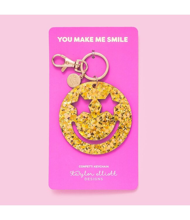 Smiley Stars Gold Confetti Keychain