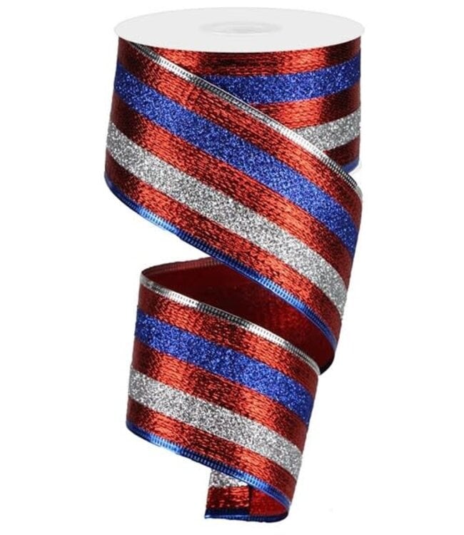 2.5" x 10yd Glitter Stripes Ribbon