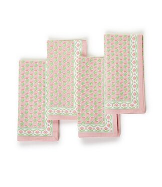 Floral Block Print Cloth Napkins - Sold as Set
