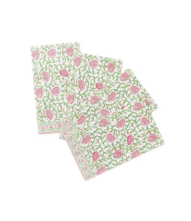 Floral Block Print 3-Ply Paper Dinner Napkin / Guest Towel