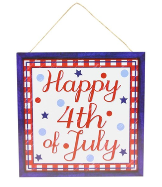 10"Sq Mdf "Happy 4Th Of July" Sign