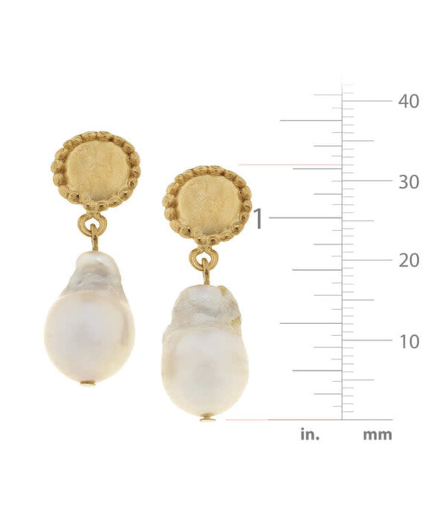 SUSAN SHAW Baroque Pearl Post Earrings