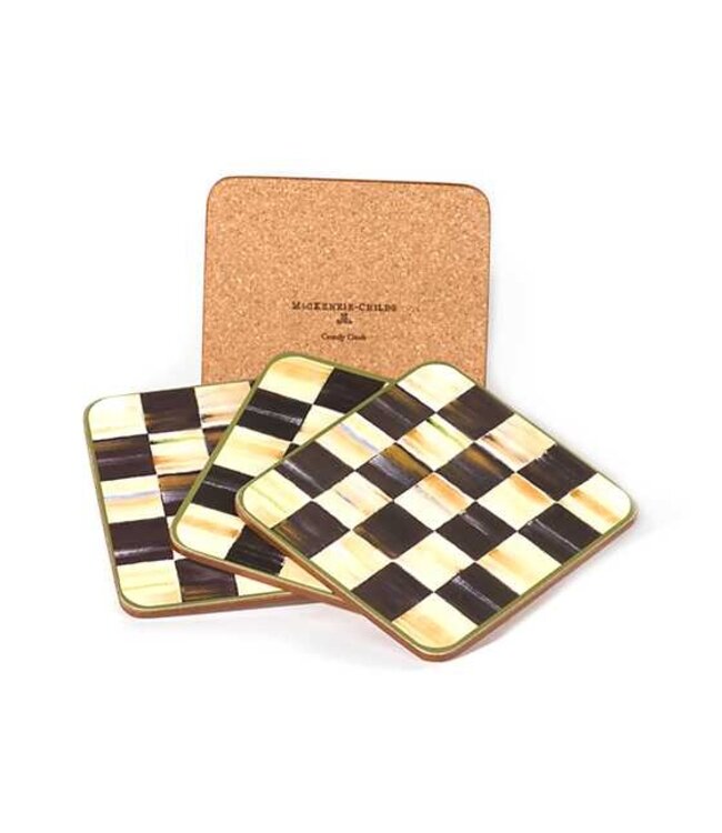 MACKENZIE CHILDS Courtly Check Cork Back Coasters - Set of 4