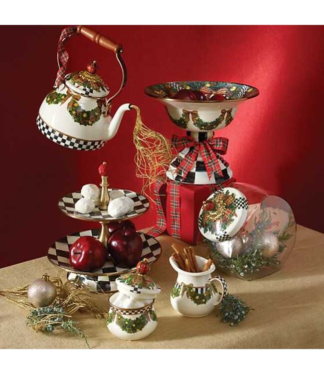 MACKENZIE CHILDS Courtly Check Enamel Two Tier Sweet Stand