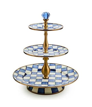 MACKENZIE CHILDS Royal Check Enamel Three Tier Sweet Stand