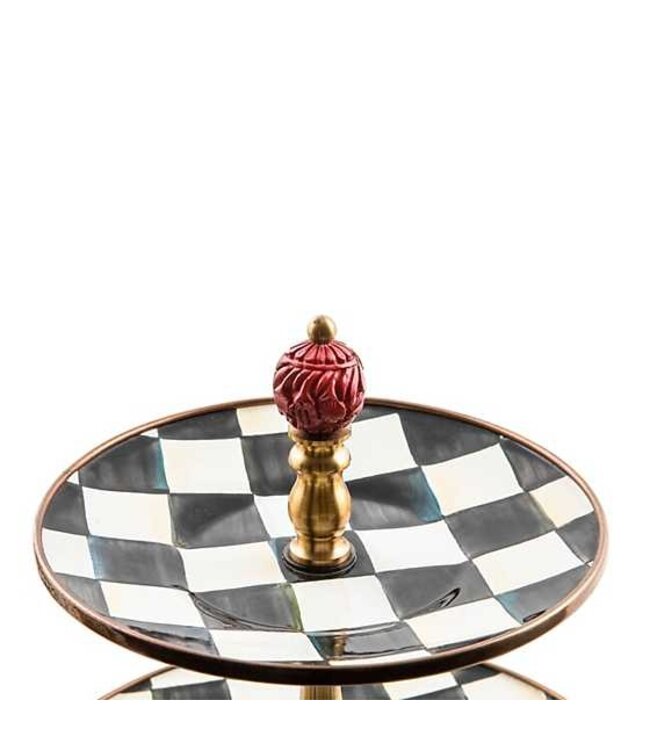 MACKENZIE CHILDS Courtly Check Enamel Three Tier Sweet Stand