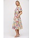 Ivy Print Cotton Poplin Shirred Yoke Midi Dress