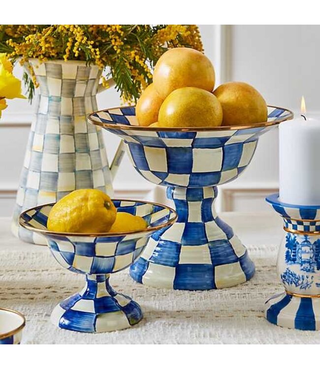 MACKENZIE CHILDS Royal Check Enamel Compote - Large