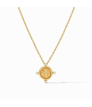 JULIE VOS Bee Cameo Solitaire Necklace Gold - Cubic Zirconia