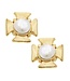 SUSAN SHAW Gold Cross with Genuine Freshwater Pearl Pierced Earrings