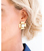 SUSAN SHAW Gold Cross with Genuine Freshwater Pearl Pierced Earrings