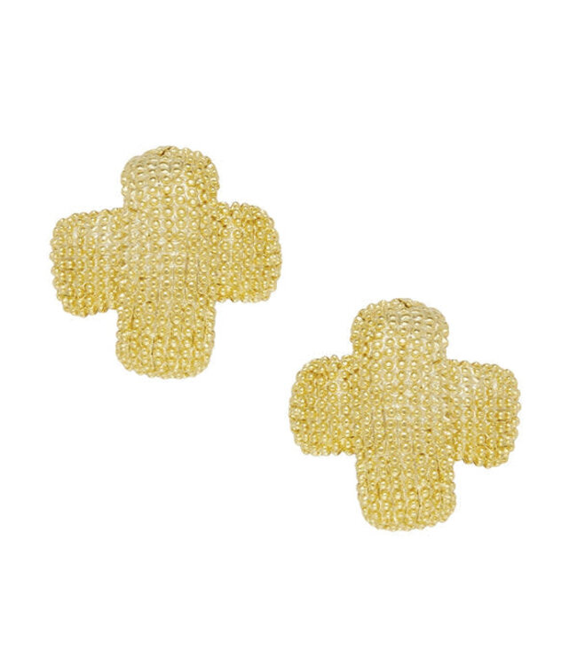 SUSAN SHAW Gold Textured Texas X's Earrings