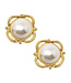 SUSAN SHAW Gold with Pearl Pierced Earrings
