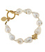 SUSAN SHAW Large Baroque Genuine Freshwater Pearl Toggle Bracelet