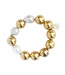 SUSAN SHAW Gold Plated Ball & Baroque Pearl Stretch Bracelet