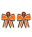 Game Day Striped Bow Ribbon Beaded Earrings