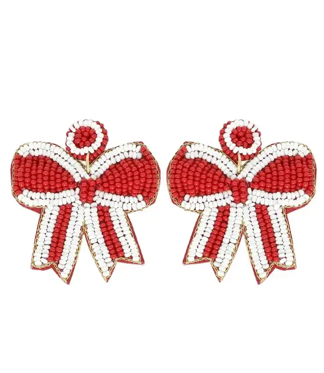 Game Day Bow Beaded Earrings Game Day Bow Beaded Earrings