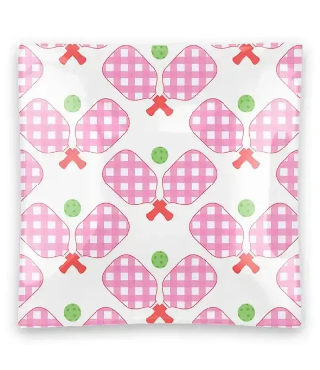 Pink Pickle Glass Square Trinket Trays