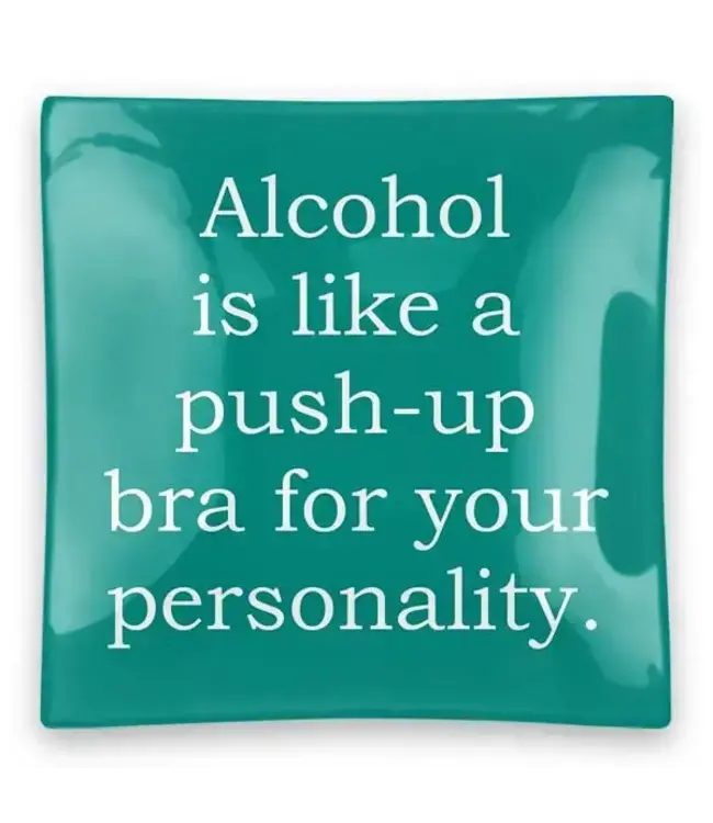 Qoutes Square Glass Trinket Trays Push Up Bra