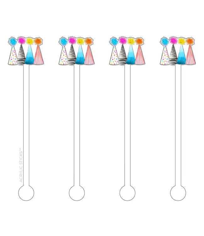 Party Hats Acrylic Stir Sticks