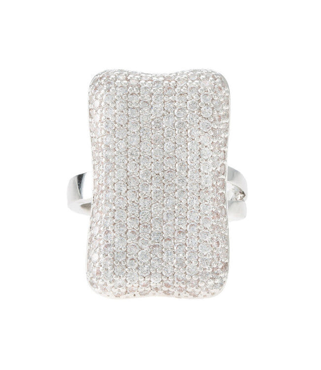THEIA JEWELRY Rectangular Motif Adjustable Size Ring - White Gold