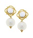 SUSAN SHAW Gold with Pearl and Cotton Pearl Clip Earrings