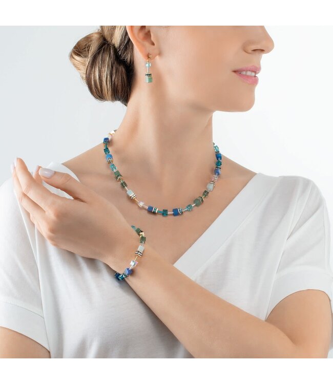COEUR DE LION Geocube Iconic Precious Necklace Green-Turquoise