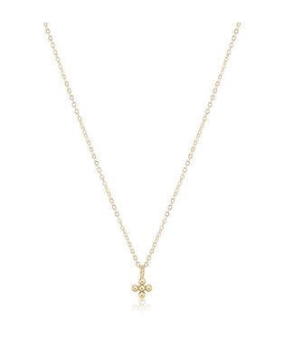 ENEWTON 16" Necklace Gold - Classic Beaded Signature Cross Small Gold Charm