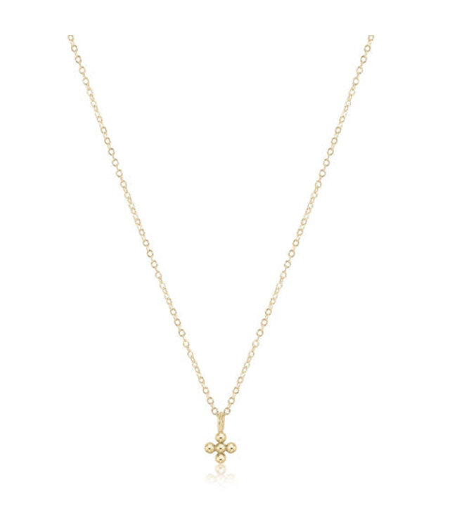 ENEWTON 16" Necklace Gold - Classic Beaded Signature Cross Small Gold Charm