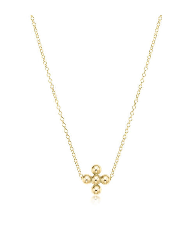 ENEWTON 16” Necklace Gold - Classic Beaded Signature Cross Gold - 3MM Bead Gold