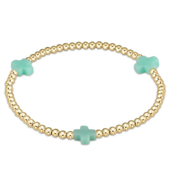 ENEWTON Signature Cross Gold Pattern 3mm Bead Bracelet