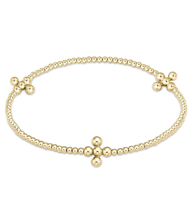 ENEWTON Enewton Extends - Signature Cross Gold Pattern 2.5mm Bead Bracelet - Classic Beaded Signature Cross