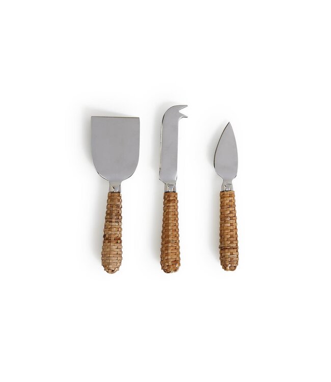 Wicker Weave Cheese Knives in Gift Box