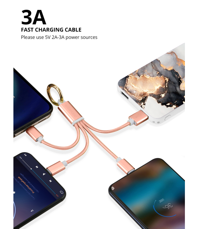 3-in-1 Charging Cable Keychain