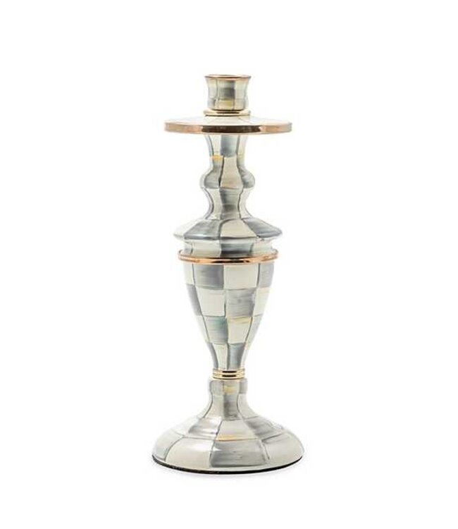 MACKENZIE CHILDS Sterling Check Enamel Candlestick